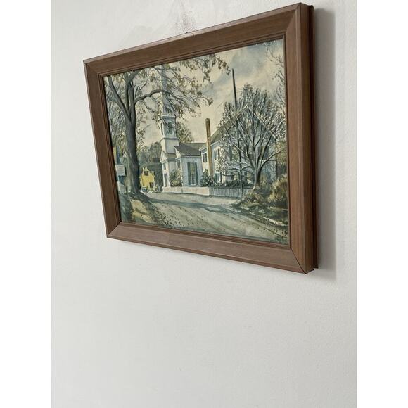 Dimension Iii Art - Etsy Dimension III John Rogers Landscapes #7046 NE Country Church MCM Metal Frame